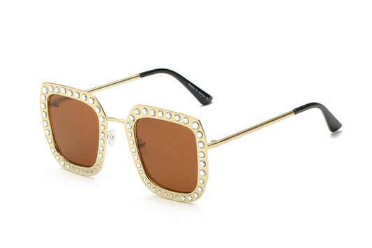 S5002 - Metal Square Rhinestone Women Fashion Sunglasses - Iris Fashion Inc. | Wholesale Sunglasses and Glasses