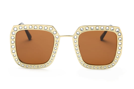 S5002 - Metal Square Rhinestone Women Fashion Sunglasses - Iris Fashion Inc. | Wholesale Sunglasses and Glasses