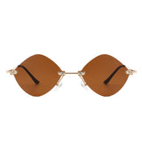 HW2013 - Rimless Retro Round Geometric Frameless Tinted Fashion Sunglasses