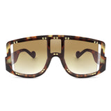 S2101 - Square Retro Oversize Shield Fashion Visor Sunglasses