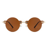 HW2014 - Circle Retro Round Rimless Fashion Tinted Vintage Sunglasses