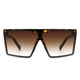 HS2103 - Oversize Retro Square Flat Top Tinted Fashion Women Sunglasses