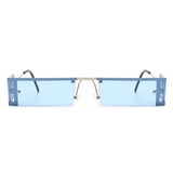 HJ3012 - Rectangle Retro Narrow Slim Flat Top Tinted Fashion Vintage Sunglasses