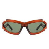 HS2129 - Futuristic Rectangle Geometric Chunky Sport Wrap Around Wholesale Sunglasses