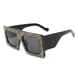 HS3002 - Square Retro Bold Thick Frame Vintage Rhinestone Fashion Sunglasses