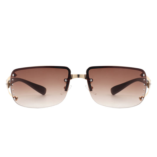 HJ2037 - Women Classic Rectangle Rimless Fashion Square Sunglasses