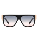 HS2095 - Retro Square Bold Fashion Chunky Oversize Tinted Sunglasses