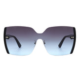 HS2060 - Square Oversize Half Frame Tinted Retro Fashion Women Sunglasses