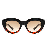 S1207 - Women Oval Fashion Round Cat Eye Sunglasses