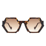 HS1209 - Geometric Round Irregular Tinted Fashion Wholesale Sunglasses