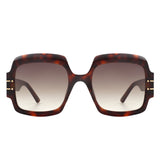 S2115 - Women Oversize Flat Top Fashion Square Sunglasses