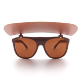 HS2022 - Classic Horn Rimmed Round Shield Fashion Sunglasses