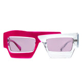 S2124 - Square Futuristic Flat Top Irregular Two-Tone Fashion Wholesale Sunglasses
