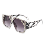 HS2045 - Square Oversize Crystal Fashion Rhinestone Women Sunglasses