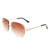 HW2033 - Classic Rimless Chic Square Tinted Fashion Women Sunglasses