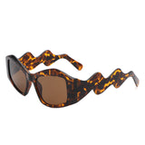 HS1210 - Square Oversize Irregular Wavy Temple Design Fashion Wholesale Sunglasses