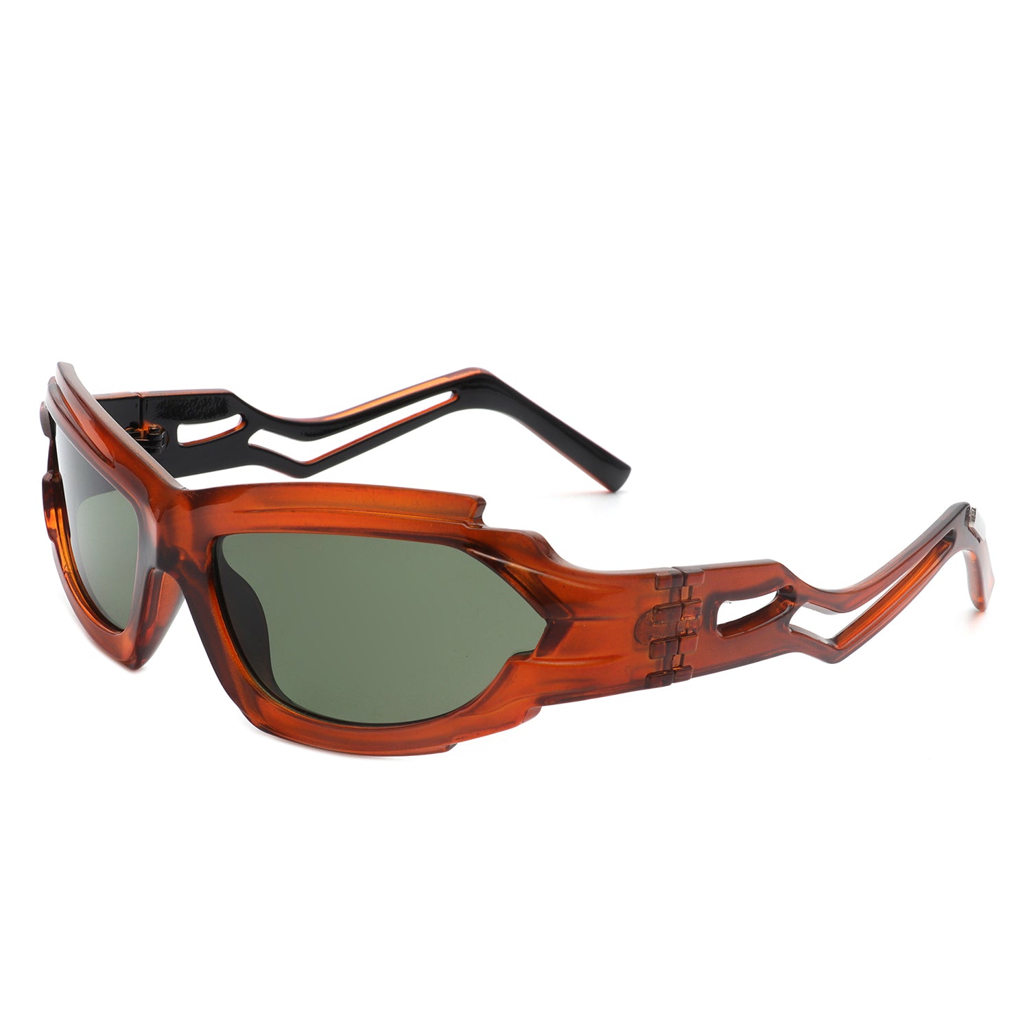 HS2129 - Futuristic Rectangle Geometric Chunky Sport Wrap Around Wholesale Sunglasses