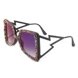 HS3009 - Women Oversize Rhinestone Crystals Square Fashion Sunglasses