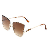 HW3019 - Half Frame Square Irregular Tinted Fashion Cat Eye Sunglasses