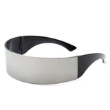 HW1007 - Wraparound Futuristic Shield Rimless Translucent Cyclops Sunglasses