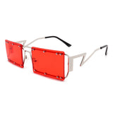 HJ3008 - Retro Rectangle Flat Top Vintage Tinted Fashion Sunglasses