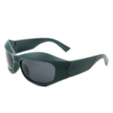 HS1156 - Oversize Chunky Irregular Wrap Around Fashion Sunglasses