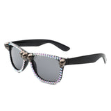 HS1171 - Rhinestone Gothic Skull Square Wholesale Sunglasses