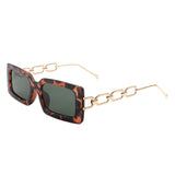 HS2100 - Square Flat Top Chain Link Temple Design Fashion Sunglasses