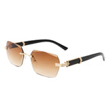 HW2020 - Rectangle Retro Rimless Tinted Frameless Fashion Square Sunglasses