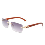 HW2028 - Rectangle Rimless Retro Frameless Fashion Tinted Sunglasses