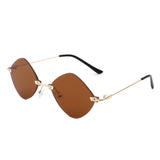 HW2013 - Rimless Retro Round Geometric Frameless Tinted Fashion Sunglasses