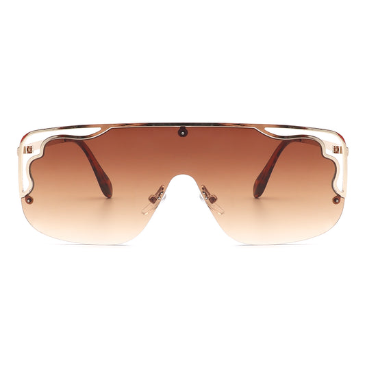 HJ3006 - Square Half Frame Aviator Designer Fashion Sunglasses