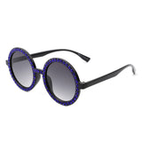 S2114 - Round Fashion Rhinestone Circle Oversize Women Sunglasses