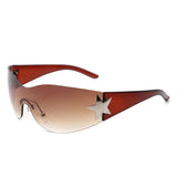 HW2031 - Women Rectangle Rimless Wraparound Shield Fashion Oversize Wholesale Sunglasses