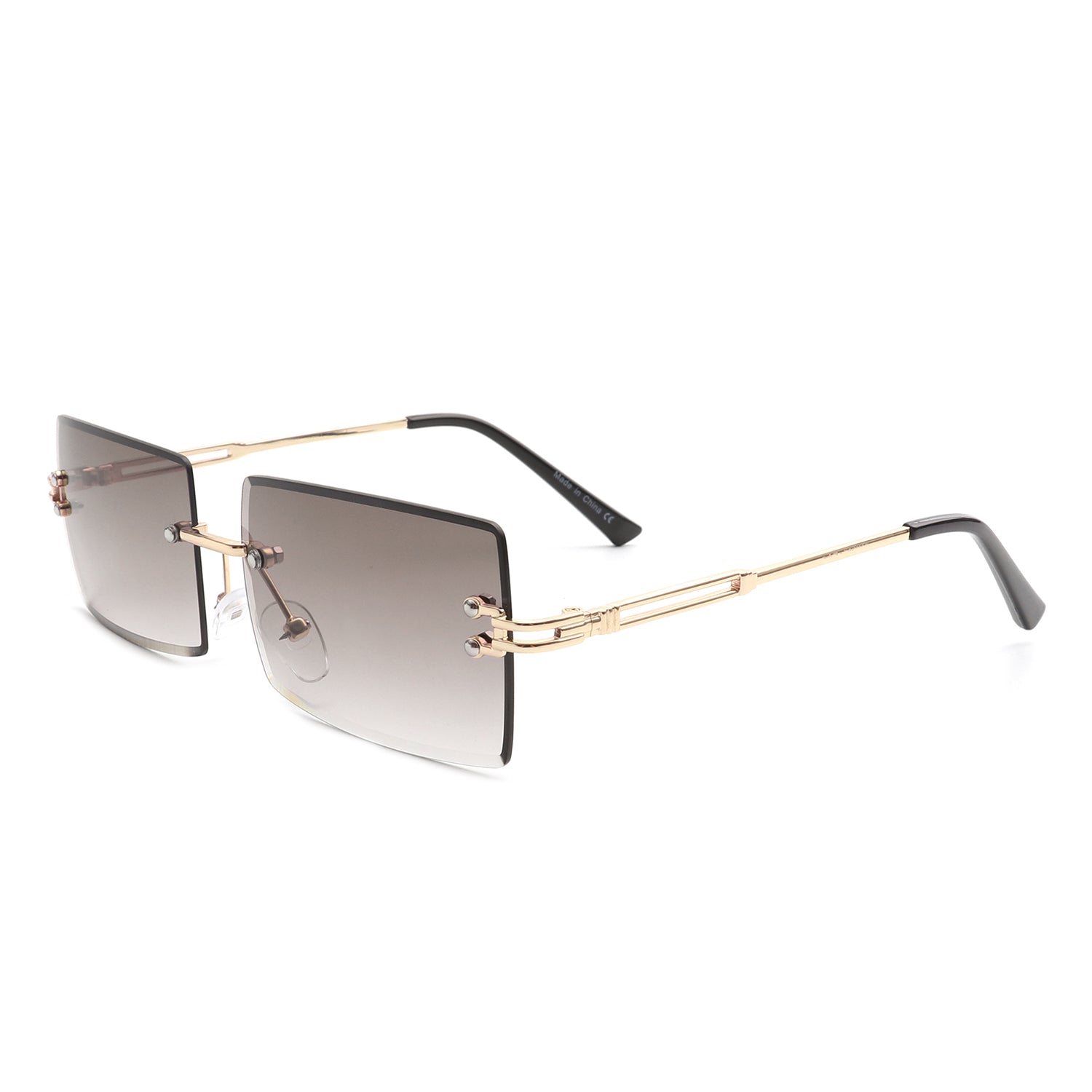 0931 - Classic Rimless Retro Rectangle Tinted Fashion Sunglasses