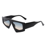 HS1094 - Rectangle Irregular Chunky Retro Geometric Sunglasses