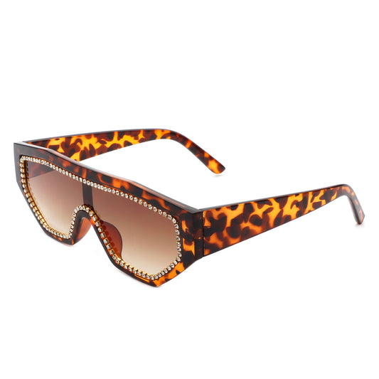 HS1136-1 - Geometric Oversize Glitter Square Fashion Women Sunglasses