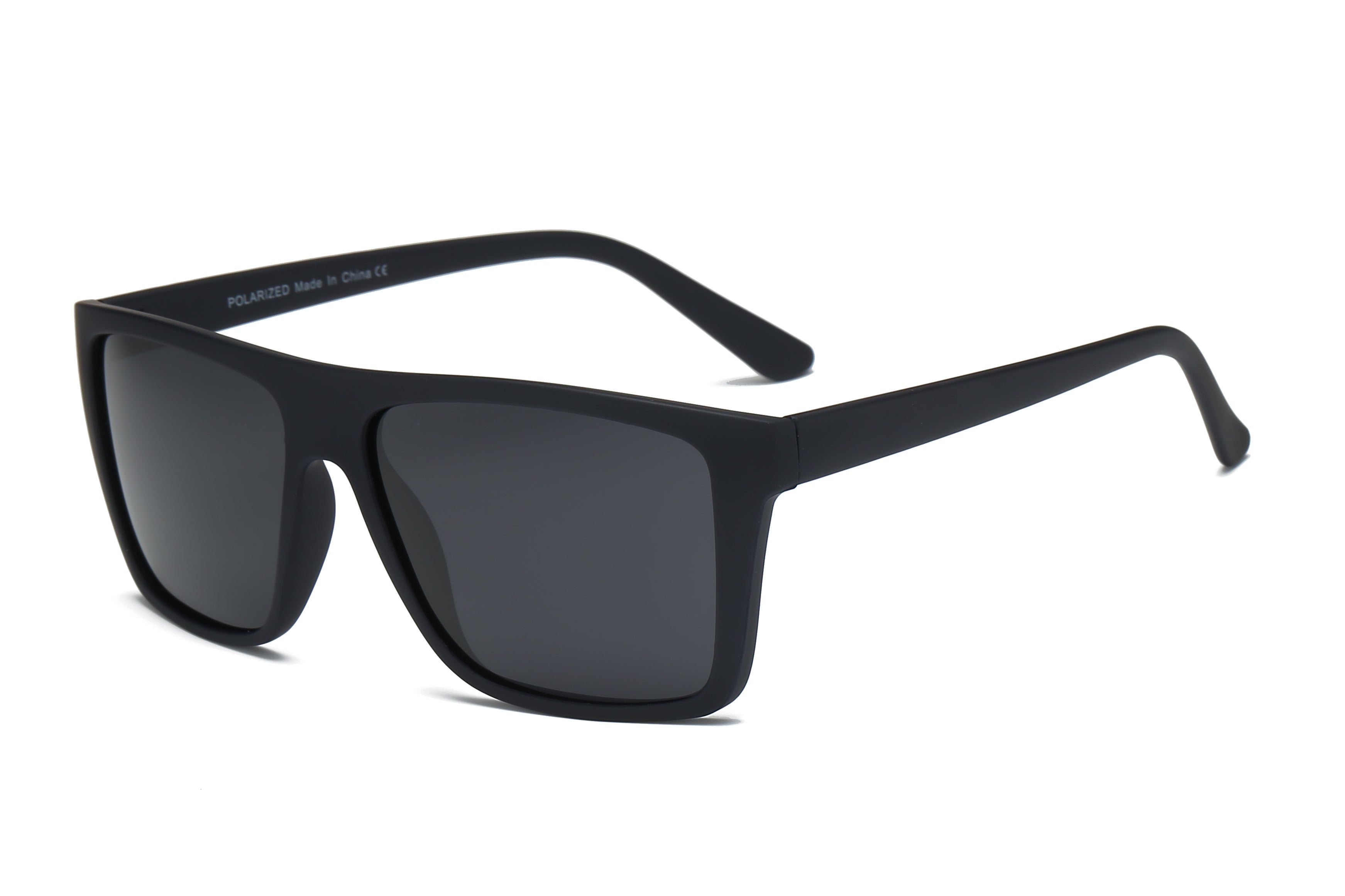 YP1003 - Men Polarized Rectangle Sunglasses Black/Smoke
