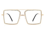 HBJ2008 - Square Oversize Anti Blue Light Rhinestone Fashion Glasses