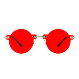 HW2014 - Circle Retro Round Rimless Fashion Tinted Vintage Sunglasses