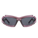 HS2129 - Futuristic Rectangle Geometric Chunky Sport Wrap Around Wholesale Sunglasses