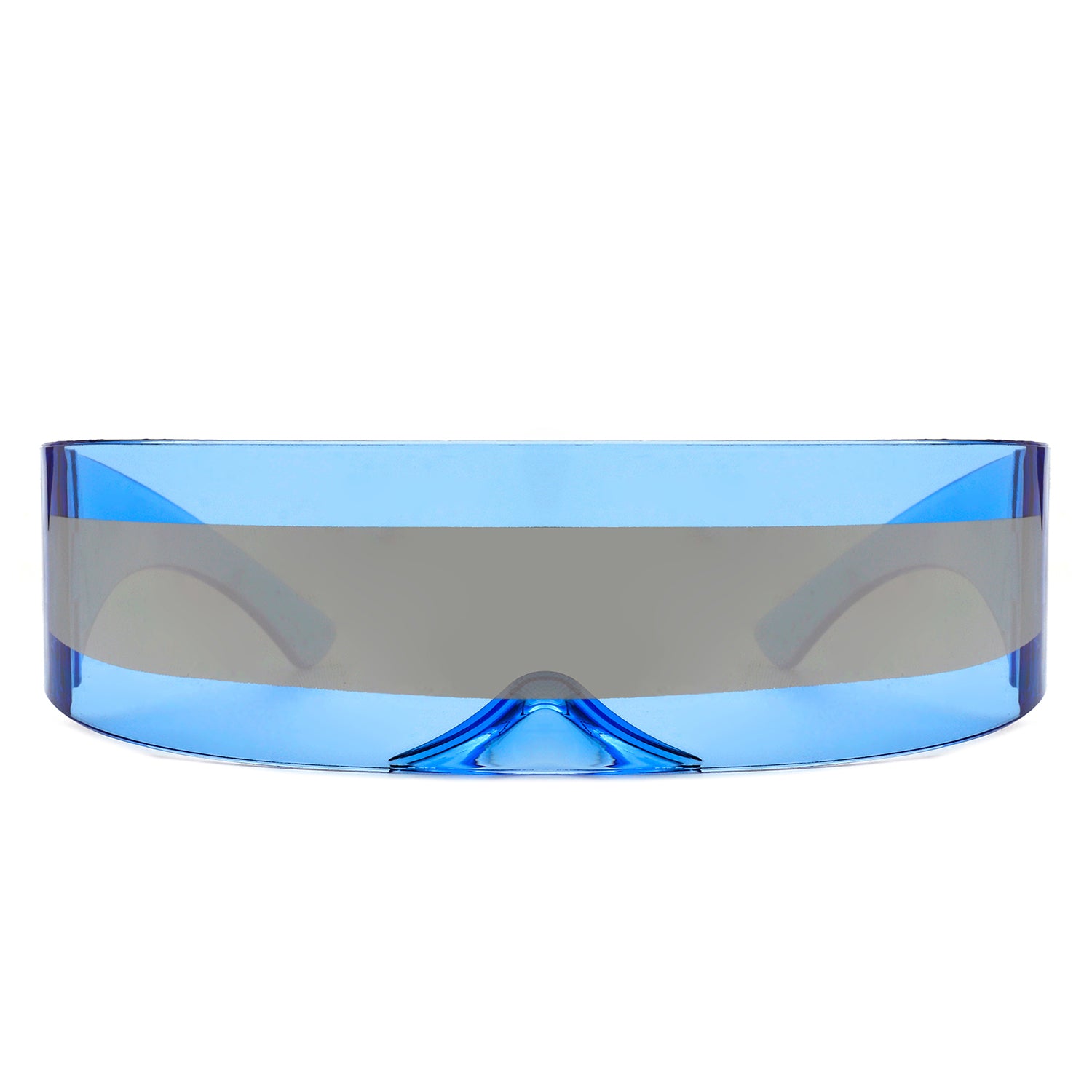 HW1007 - Wraparound Futuristic Shield Rimless Translucent Cyclops Sunglasses