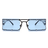 HJ3008 - Retro Rectangle Flat Top Vintage Tinted Fashion Sunglasses