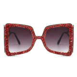 HS3009 - Women Oversize Rhinestone Crystals Square Fashion Sunglasses