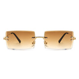0931 - Classic Rimless Retro Rectangle Tinted Fashion Wholesale Sunglasses