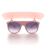 HS2022 - Classic Horn Rimmed Round Shield Fashion Sunglasses