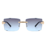 HW2047 - Rimless Square Retro Tinted Fashion Wholesale Sunglasses