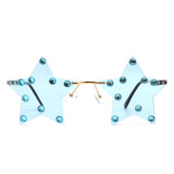 XX701-1 - Rimless Star Shape Pentagram Colorful Transparent Party Wholesale Sunglasses