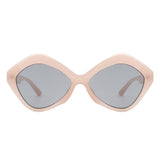 S1195 - Women Geometric Fashion Hexagonal Cat Eye Sunglasses