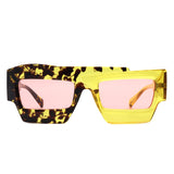 S2124 - Square Futuristic Flat Top Irregular Two-Tone Fashion Wholesale Sunglasses